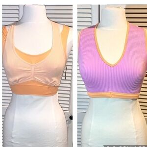 Orange Sherbet and Periwinkle sports bras 2 new with tags Large NOBO